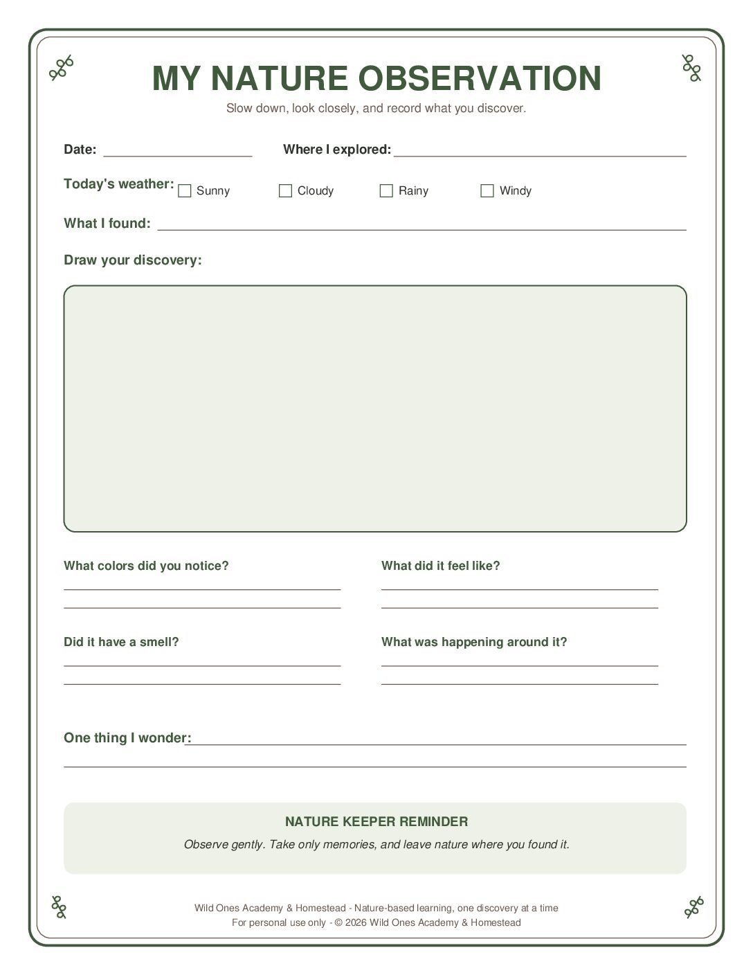 My Nature Observation page