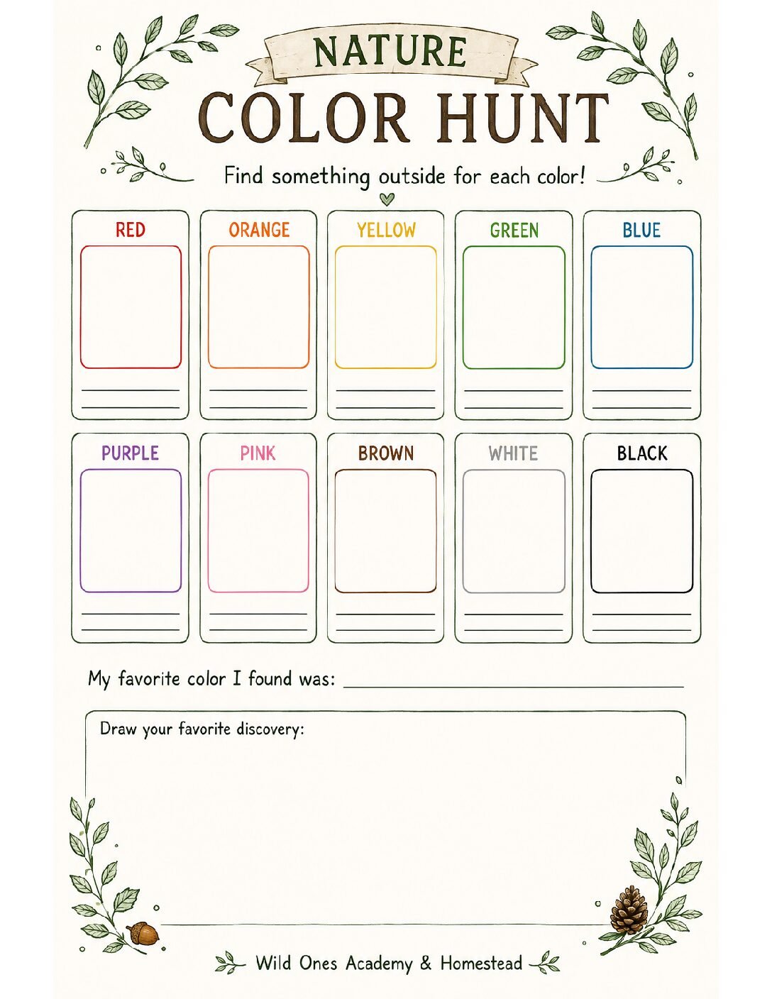 Nature Colors Scavenger Hunt